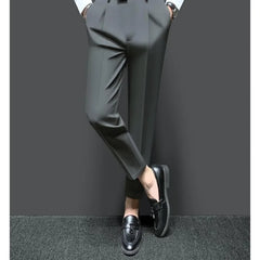Threebooy  Spring Autumn Suit Pants Men's Drapey Casual Straight Slim Nine-Point Suit Pants Men's