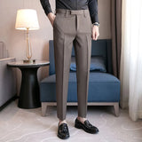 Threebooy  Men Suit Pants High Quality Men Solid Color Slim Fit Dress Pants Slim Fit Office Business Men Trousers Plus Size 28-36