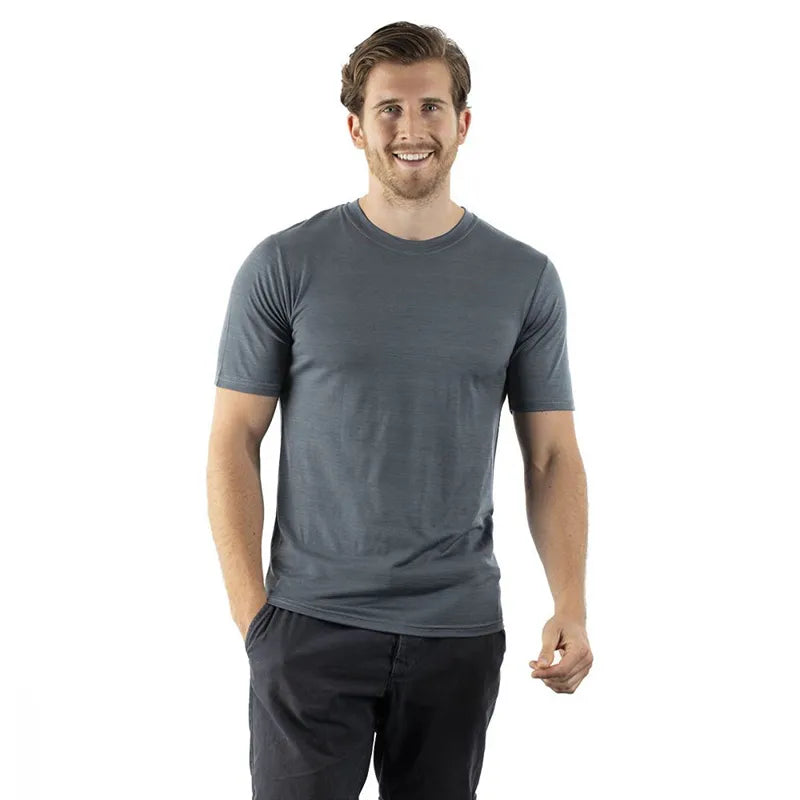 Threebooy Merino Wool T-Shirt Men's 17.5micro Base Layer Tee Men 180GSM Wicking Breathable Quick Dry Anti-Odor USA Size