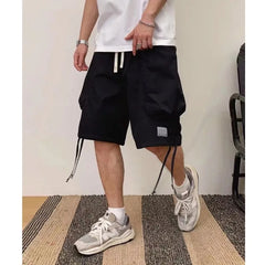 Threebooy New Harajuku Men Shorts Streetwear Jogger Shorts Women Mens Summer Loose Elastic Waist Hip Hop Shorts Solid Multi-Pocket