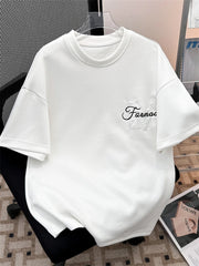 Threebooy Classic Letter Shirt Summer White Short-sleeved T-shirt Men's 2025 New American Design Niche Couple's Half-sleeved Cityboy Top