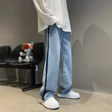 Threebooy Man Cowboy Pants Straight Vintage Men's Jeans Patchwork Trousers Wide Leg with Pockets Original Casual Japanese Street Style Y2k