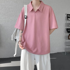 Threebooy T shirt men Oversized Polo Collar Soft Comfort Tshirt Loose Fit Breathable Tee Casual Streetwear Top Summer Mens Fashion Apparel