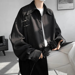 Threebooy Spring Summer High Quality Solid Long Sleeve Shirts Man 2024 Casual Oversize Blouse Male Fashion Simple Clothing Plus Size 5XL-M