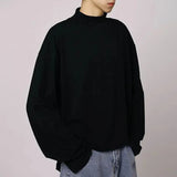 Threebooy New Mens Turtleneck Tops Solid Color T-Shirts Unisex and Versatile Casual Loose Autumn and Winter Long Sleeve Tops