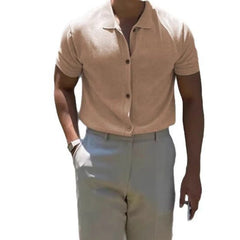 Threebooy New Fashion Men Cardigan Tops Luxury Knitted Half Sleeve Shirts Leisure Button-down Shirts for Men Korean Style Premium Knitwear