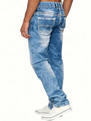 Threebooy  1Pc Y2K Blue Jeans Iefb Retro Frayed Jeans Denim Retro Jeans Tight Jeans