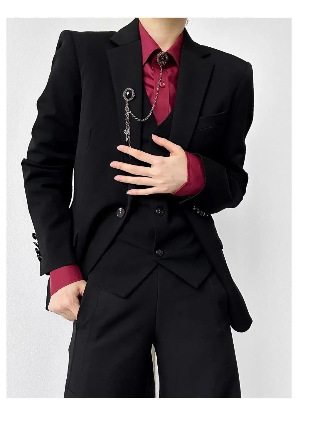 Threebooy High-end Black Gray Suit Vest Fashion Men Women Same Neutral Style Slim Business Casual Blazer Vest Urban Streetwear