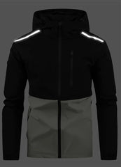 Threebooy  Color-blocked Hooded Waterproof Hiking Jacket for Men Outdoor Leisure Sports Windproof Water-splashing Men's Mountaineering Suit