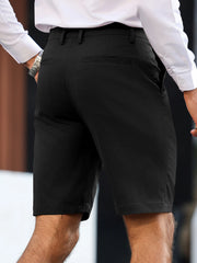 Threebooy  Men's Summer Stretch Chino Shorts Slim Fit Business Casual Solid Color Polyester Elastane Knee Length Short Pants