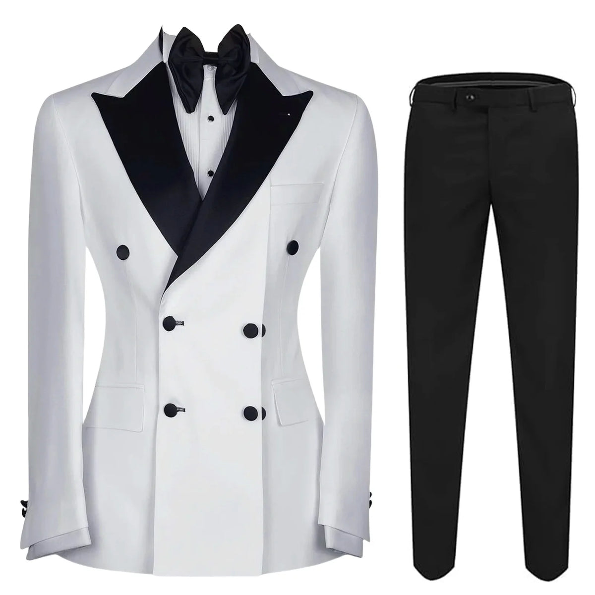 Threebooy  Men's 2-piece Suit Slim Fit Business Double-breasted Suit Jacket and Trousers Formal Wedding Attire Wedding Suits for Men