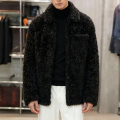 Threebooy Men's Autumn Winter Imitation Lamb Velvet Mink Thickened Young Handsome Business Senior Cotton Korean Style Imitation Fur Jacket