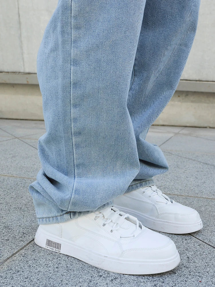 Threebooy  Spring Autumn Men Baggy Jeans Oversize Straight Loose Casual Denim Trousers Solid Color Streetwear Fashion Y2k Wide Leg Pants