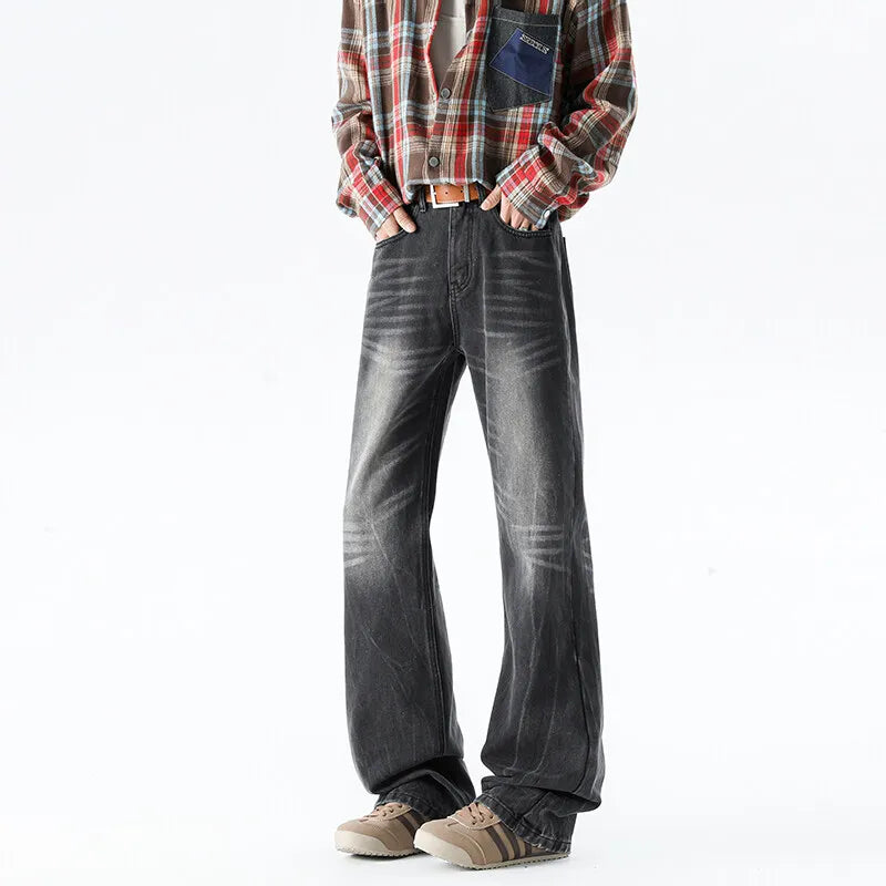 Threebooy Wide leg jeans Men 2025 Autumn trend Casual Pantsbell-bottoms unisex washed Jeans Skinny Work Trousers Male Jeans Men Clothing