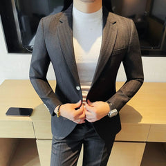 Threebooy  High-End  Men, Spring And Summer Thin Business Casual Versatile Trendy Slim Fit Fashion Two-Piece Suit