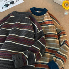 Threebooy Brand Winter Sweater Man 2025 Autumn Winter Loose O Neck Color Blocking O Neck Pullover Fashion Man Korean Clothes