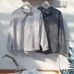 Threebooy Stylish Striped Long Sleeve Men's Shirt Korean Trendy Loose-fit Lining Summer Sun Protection Clothes Hong Kong Style Jacket