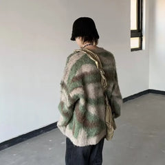 Threebooy Autumn New Harajuku Vintage Sweater Pullover Men Loose Hip Hop Sweater Knitwear Jumper Casual Color Supple Jumper Men
