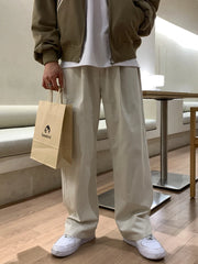 Threebooy Korean Style High-end Straight-leg Casual Pants Men's Spring Summer Loose Trousers American 2025 New Trendy Wide-leg Pants Chic