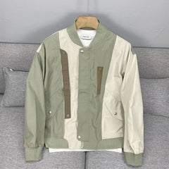 Threebooy  Spring Autumn Zipper Coat Streetwear American Contrasted Baseball Uniform Multi-Color Spliced Bomber Jacket Casual Jacket Men