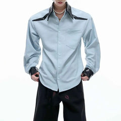 Threebooy  Winter New Men's Patchwork Long-Sleeve Shirt American Retro Fashion Trendy High Street Casual Loose Niche Men's Tops