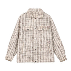 Threebooy  Tweed Jacket Men coat Autumn new Checkered Lapel Collar Single Breasted Coat Fashion Slim Fit Trendy Youth Outerwear Blazer