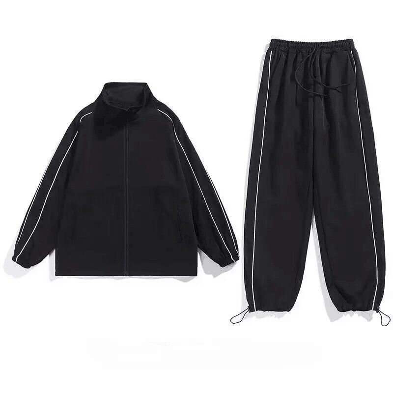Threebooy Men's Sets New Casual One-piece Suit Male Sportswear Women Suits Overalls Trousers Loose Fleece Zipper Long Sleeves Jacket Pants