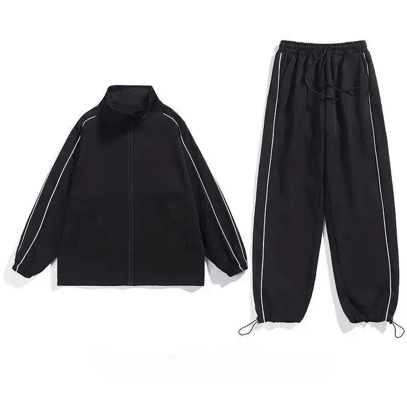 Threebooy Men's Sets New Casual One-piece Suit Male Sportswear Women Suits Overalls Trousers Loose Fleece Zipper Long Sleeves Jacket Pants