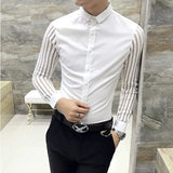 Threebooy Male Spring Hollow Out Shirt with Long Sleeves/Men's Slim Fit Lapel Business Shirt Brand Clothing Leisure Tops S-3XL