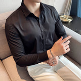 Threebooy  British Style Men's Spring High Quality Leisure Long Sleeve Shirts/Male Slim Fit Business Dress Shirts Plus Size S-4XL