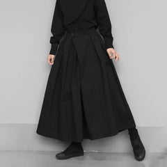 Threebooy 2024 Trendy Gothic Dark Style Loose Cropped Hakama Pants Wide Leg Pants New Large Size Design Sense Samurai Pants Men's Clothing