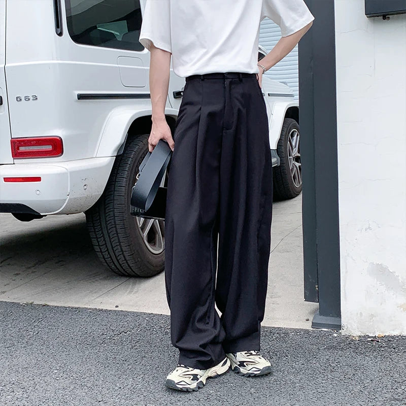 Threebooy Oversized Black Suit Pants Men Fashion Social Mens Dress Pants Korean Loose Wide Leg Pants Mens Office Formal Trousers M-3XL