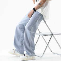 Threebooy  Brand men's loose casual straight leg jeans autumn new Korean street hip-hop Baggy wide leg pants Y2K student popular pants