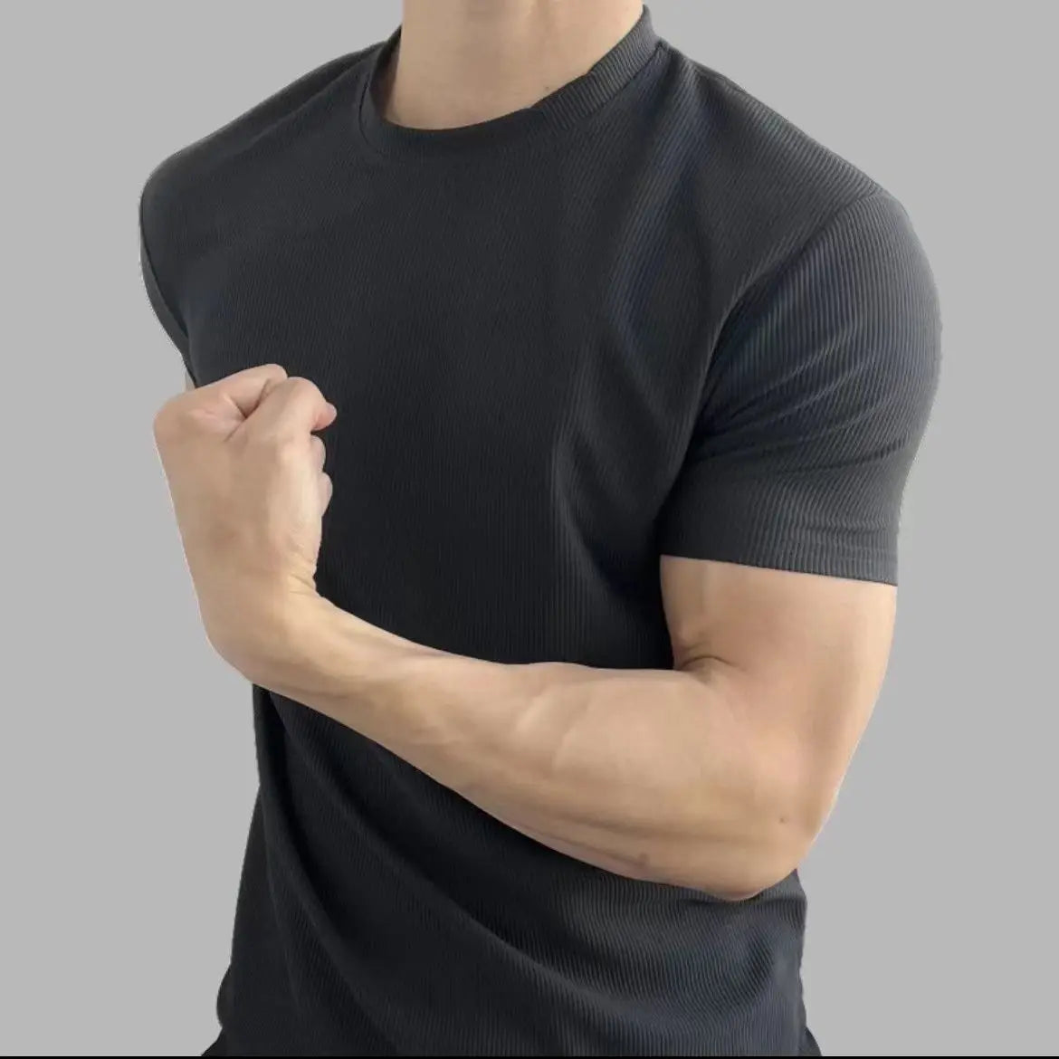 Threebooy  Fitness Short T-Shirts Summer New Heavy High-end Texture Anti-wrinkle Quick-drying Tops