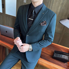 Threebooy (Jacket+Pants+Vest) New Wedding Suits for Men Best Man's 3 PCS Set Formal Suits for Business Meetings Custom Made Black Suits