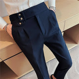 Threebooy Fashion High Quality Cotton Men Pants Straight Spring and Summer Long Male Classic Business Casual Trousers Full Length 36