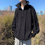 Threebooy Men's Knitted Sweater Turleneck Men High Collar Pullover Male Hip Hop Retro Japanese Streetwear Couple Black Casual