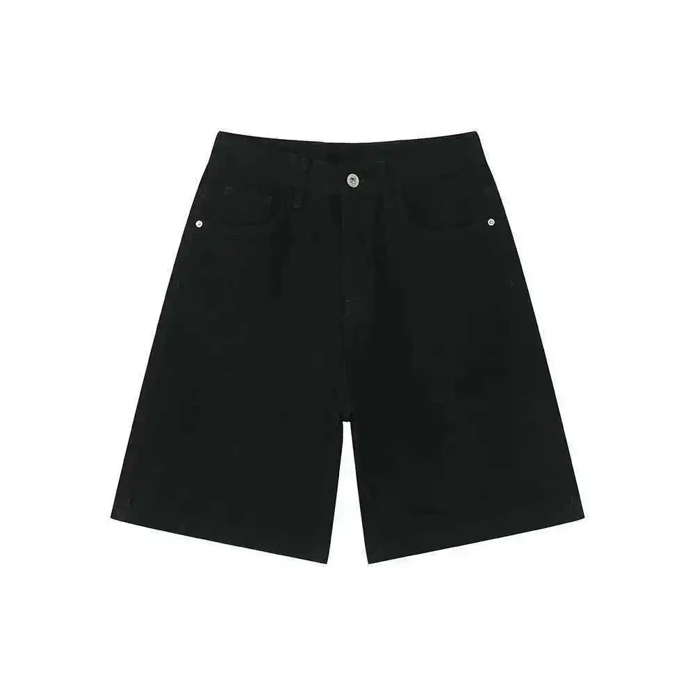 Threebooy  Spring Summer New Men's Denim Shorts Solid Color Straight Five Points Fashion Trend Middle Waist Casual Short Pants