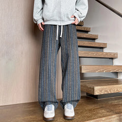 Threebooy Spring Casual Pants Men Fashion Retro Striped Pants Men Streetwear Hip-hop Loose Wide Leg Pants Mens Vintage Trousers M-3XL