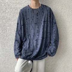 Threebooy Spring Summer Men Hole T Shirts Harajuku Hip Hop Long Sleeve Oversized Tshirts Male Korean Fashion Tee Tops Plus Size 3XL
