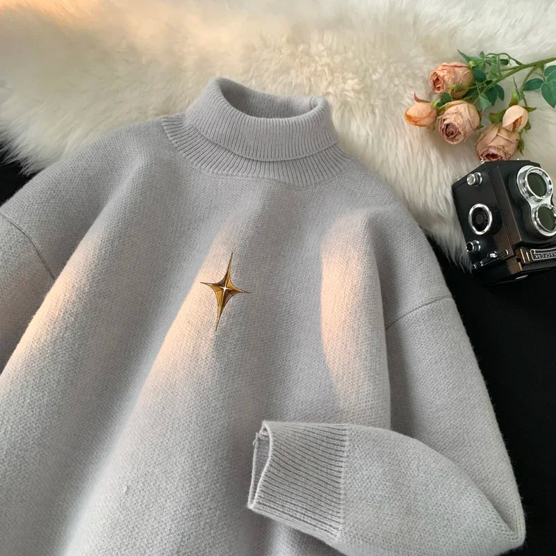 Threebooy Autumn New Warm Turtleneck Pullovers Basic Men Women Sweater Slim Fit Korean Clothing Trendy Knitted Couples Knitwear