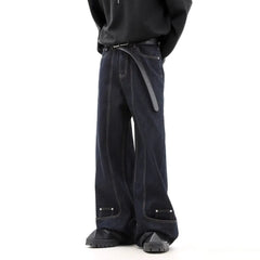 Threebooy Street men and women trendy personality retro design straight leg jeans couple hip-hop loose floor length casual pants y2k