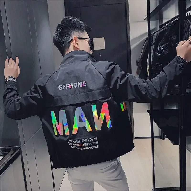 Threebooy Trendy Slim Fit Men's Jackets Solid Color Harajuku Casual Male Coats Y2k High Quality