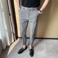 Threebooy  Men Suit Pants Spring Pure Color Business Casual Formal Pants Slim High Quality Men's Fashion Classic Men's Suit Trousers