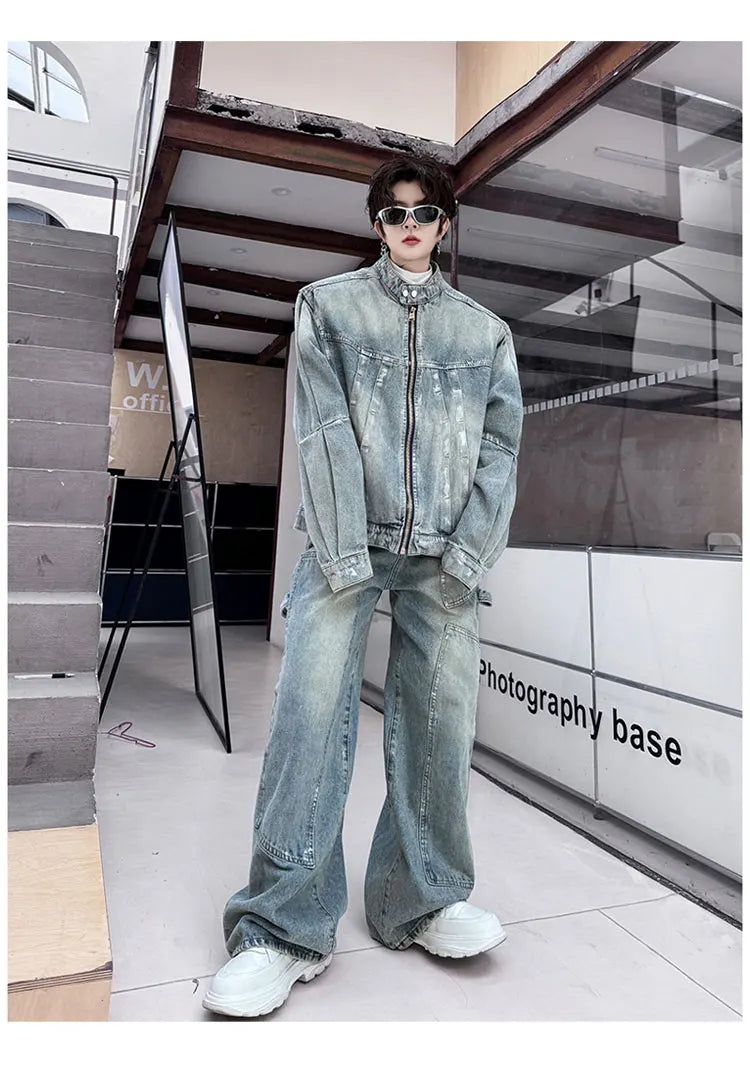 Threebooy Men's Eclat Denim Moto 2-Piece Set