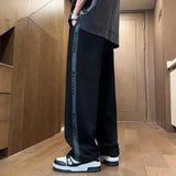 Threebooy Draped Men's Sweatpants Thin Plain Summer Goth Straight Trousers Male Sports Pants Retro Streetwear Loose Jogging Pas Cher