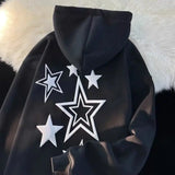 Threebooy High Street Y2k Autumn And Winter Hooded Zip-up Star Hoodie Hoodies Couple Jacket Stitch Trend American Style Loose Pure Cotton