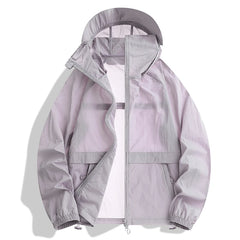Threebooy  Men's Summer Ultra-Thin UV Protection Jacket Cool Touch Hoodie Solid Color Outdoor Hiking Coat Breathable Quick-Dry Skin
