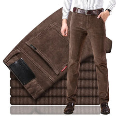 Threebooy  Men's Corduroy Casual Pants Straight Leg Loose Fit Youth Winter Thick Warm Velvet Sweatpants Sweatpant Baggy Sweatpants