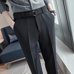 Threebooy British Fashion Versatile Slim Long Pants Men's Fashion Spring Clothes Office Suit Trousers Men Luxury Casual Suit Pants